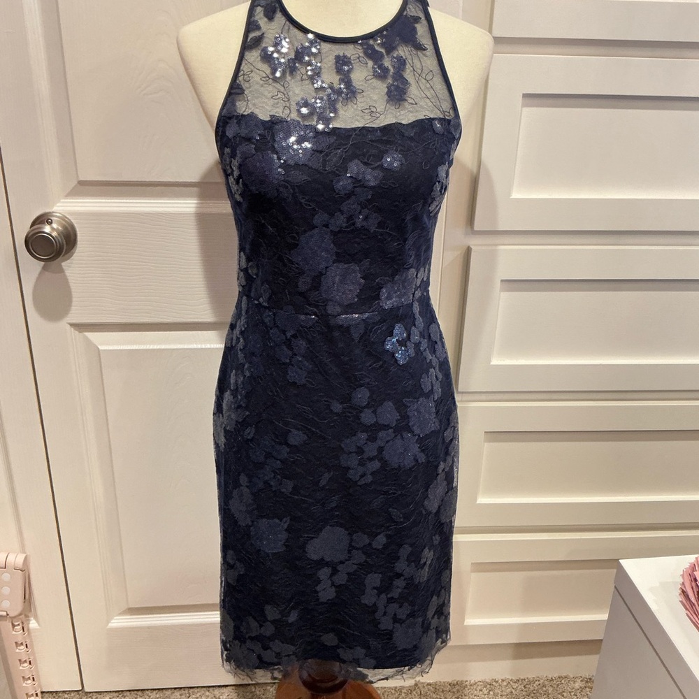 ANTONIO MELANI Midnight Blue Lace Midi Dress - Picture 3 of 11